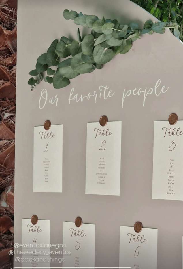ideas seating plan para boda al aire libre en finca El Bosco Murcia
